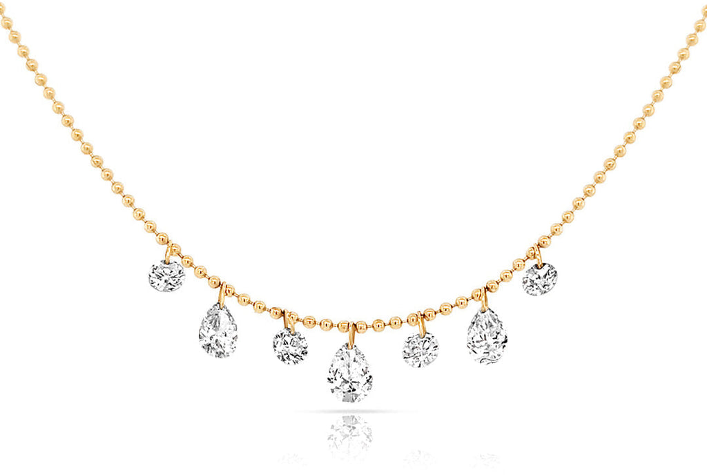Necklace 18kt Seven Round and Pear Shape Lab Diamonds