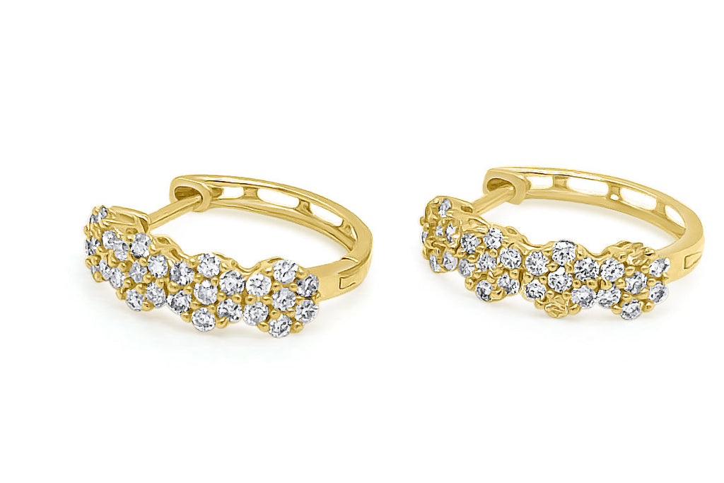 Earrings 18kt Yellow Gold Flowers Hoops & Diamonds