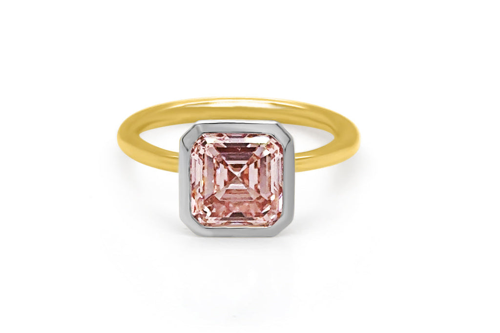 Ring 18kt Mixed Gold & Asher-Cut Lab Fancy Pink Diamond
