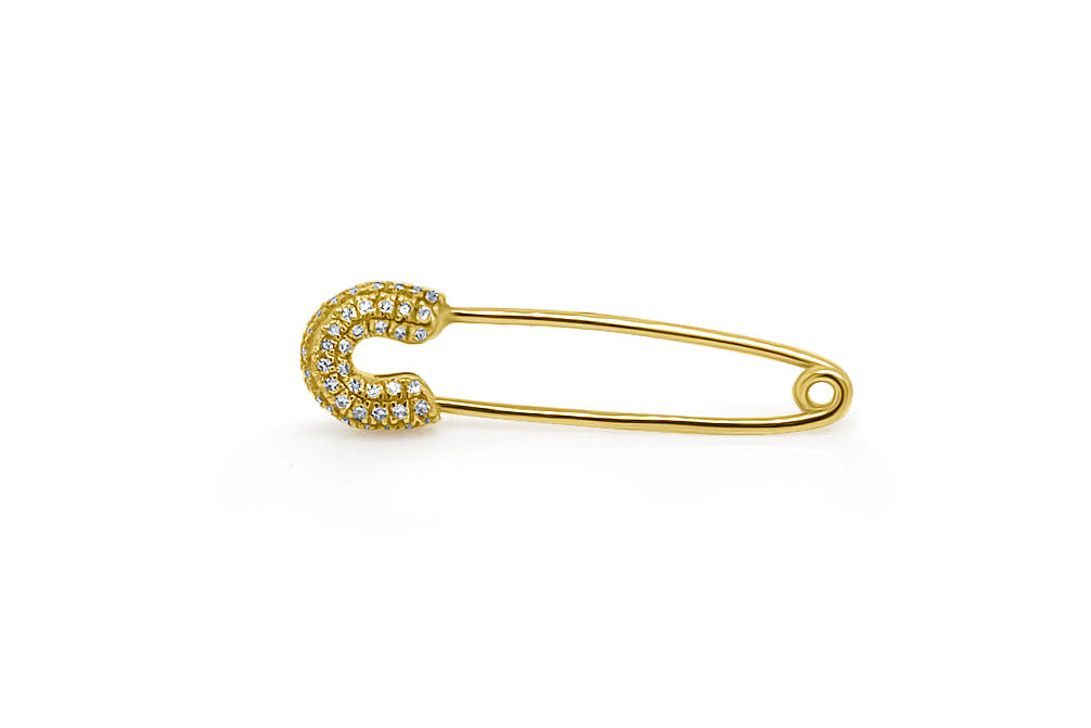 Kids 14kt Gold Solid Safety Pin with Diamonds