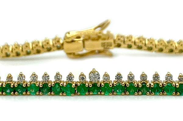 Bracelet 18kt Gold Emeralds & Top Diamonds Tennis
