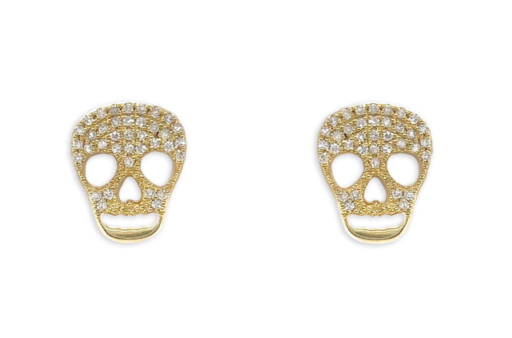 Earrings 14kt Gold Skulls & Diamonds Studs