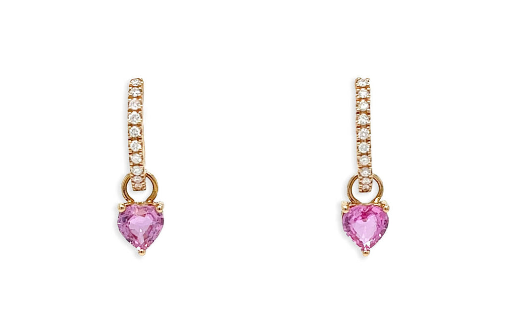 Earrings 18kt Gold Huggies & Sapphire Hearts
