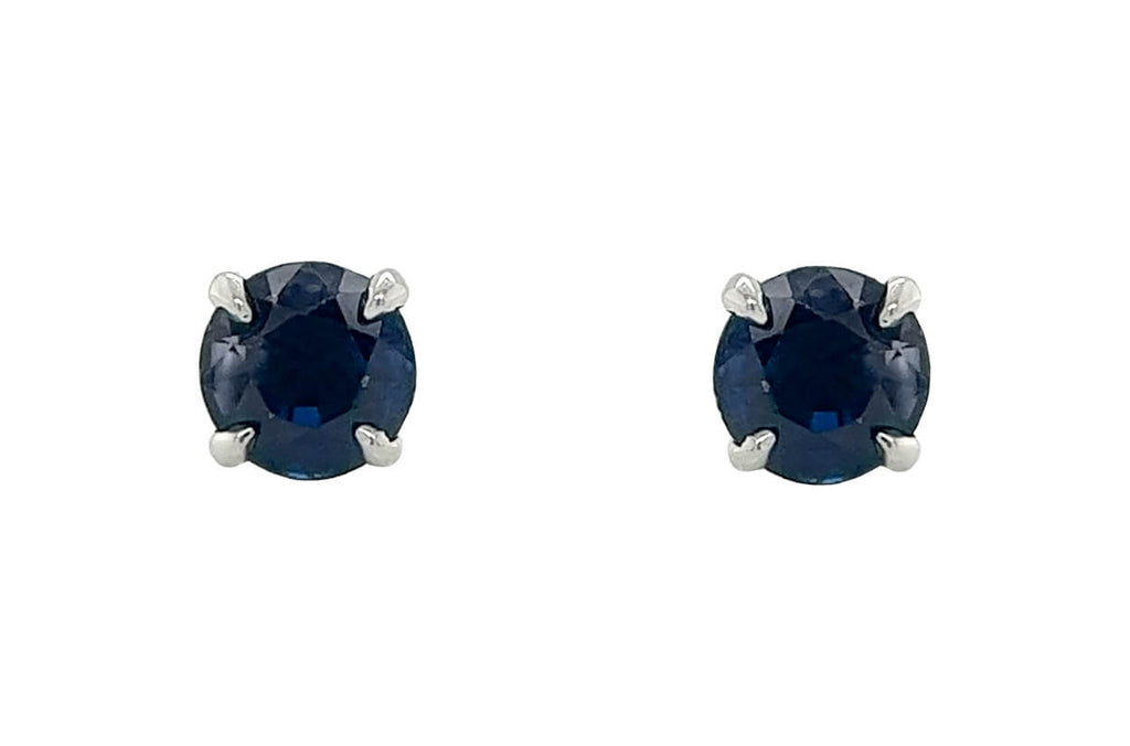 Earrings 18kt Gold 4 Prongs Blue Sapphires Studs