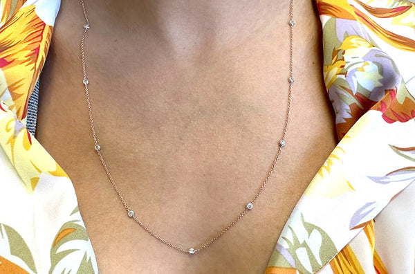 Necklace 18kt Rose Gold Diamond by the Yard Chain 24 inches