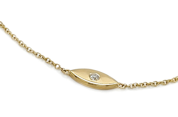Bracelet 14kt Gold Chain Evil Eye with & Diamond