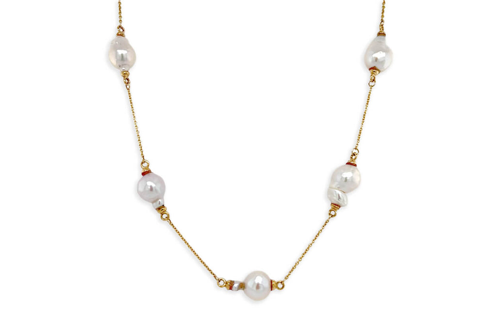 Necklace 18kt Yellow Gold Barroque South Sea Pearls & Chain