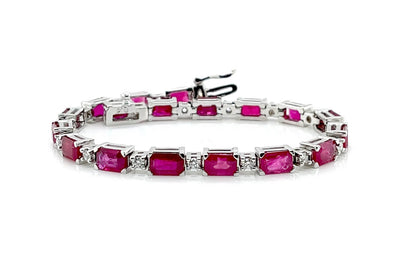 Bracelet 18kt White Gold Ruby & Diamonds Tennis