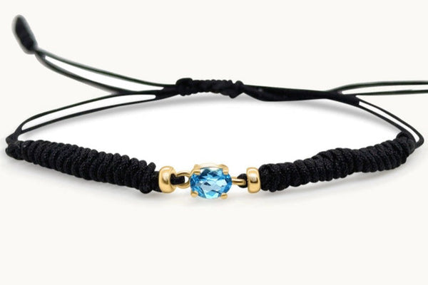 December Blue Topaz & Gold Birthstone Bracelet