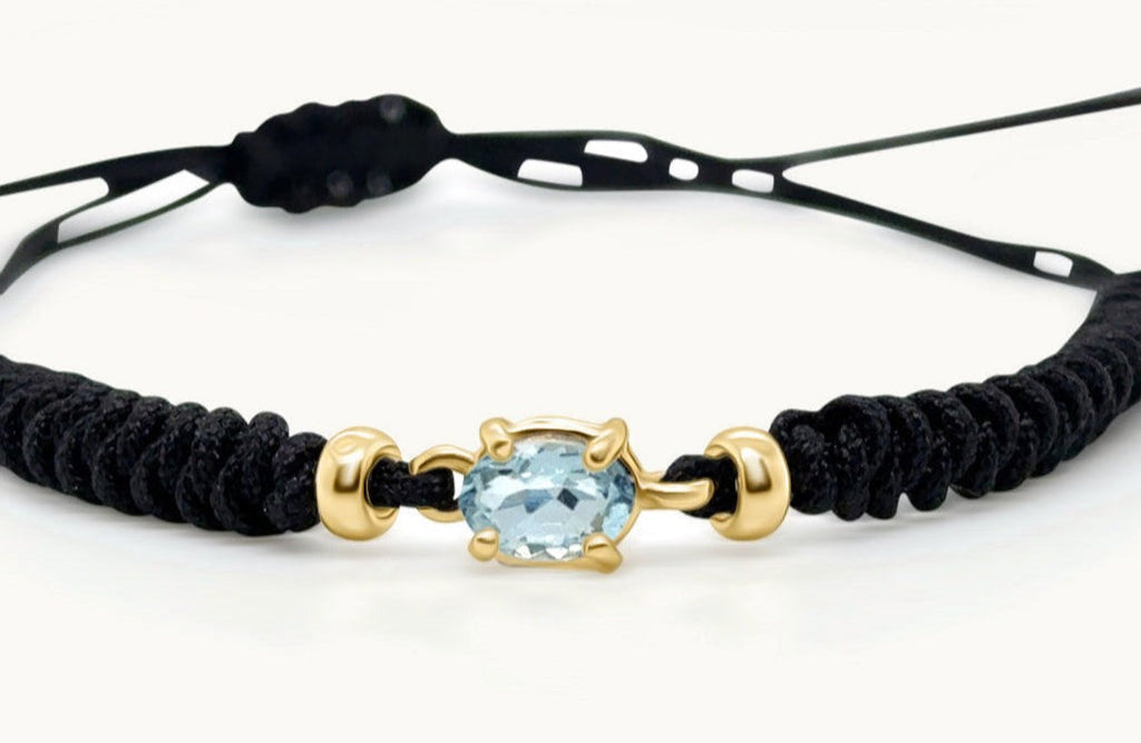 March Aquamarine & Gold Birthstone Bracelet