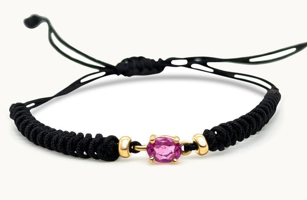 October Pink Tourmaline & Gold Birthstone Bracelet