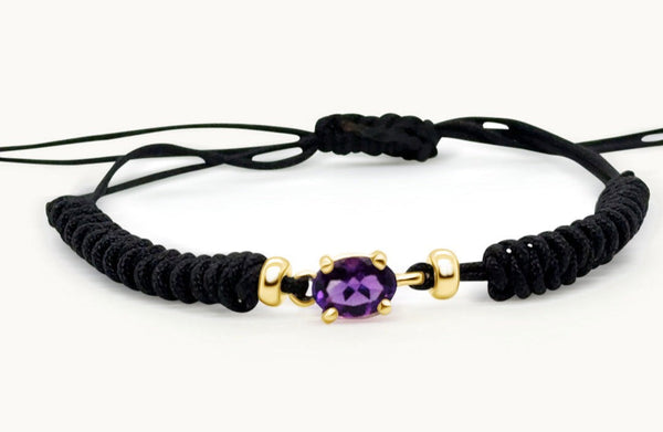 February Amethyst & Gold Birthstone Bracelet