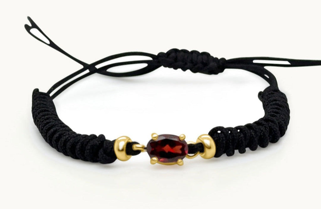 January Garnet & Gold Birthstone Bracelet