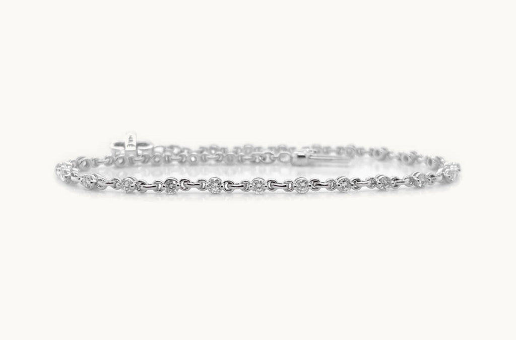Bracelet 14kt Gold Round Diamonds & Chain