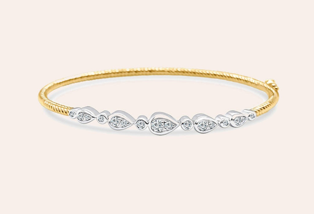 Bracelet 14kt Mixed Gold & Diamonds Bangle