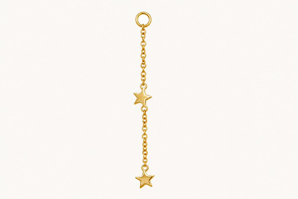 Earring Enhancer 14kt Yellow Gold Two Stars