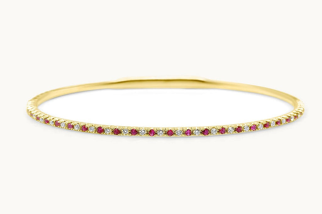 Bracelet 14kt Yellow Gold Rubies and Diamonds Bangle