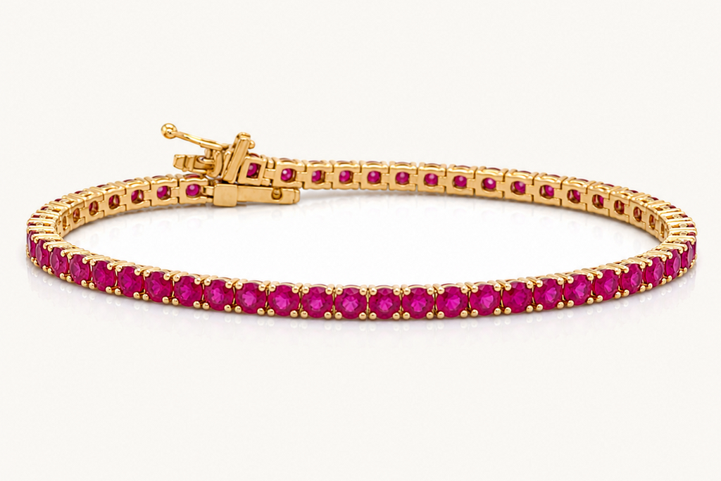 Bracelet 14kt Yellow Gold Tennis Rubies