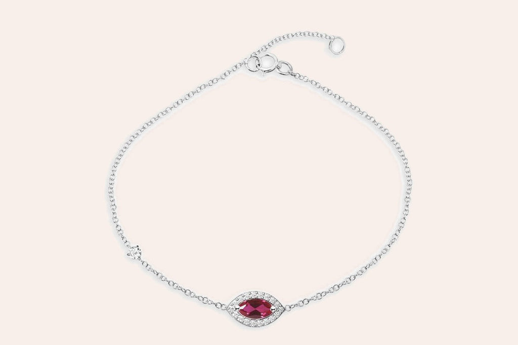 Bracelet 18kt Gold Center Marquise Gemstone Pave