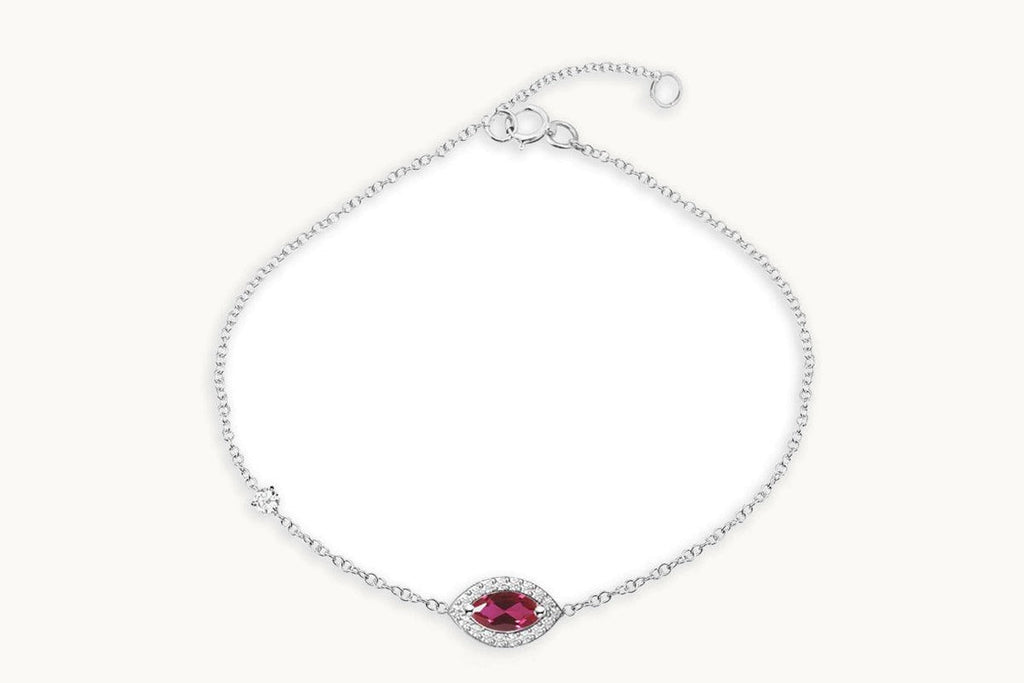 Bracelet 18kt Gold Center Marquise Gemstone Pave