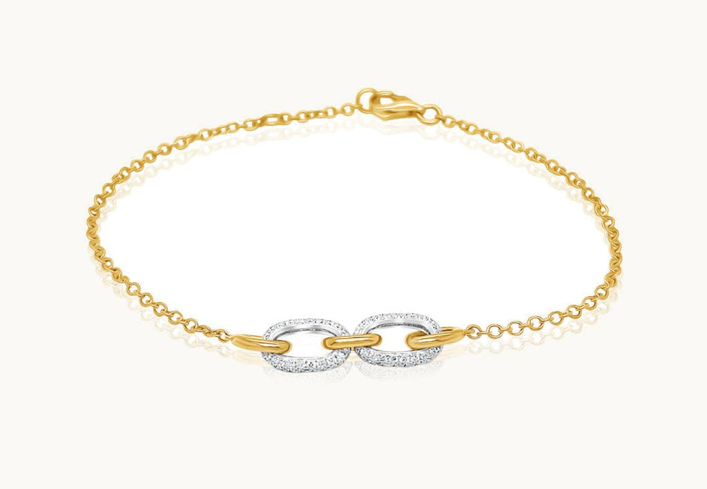 Bracelet 18kt Gold Chain Interlocking Links with Diamonds