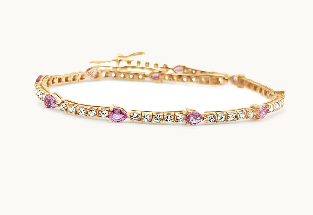 Bracelet 18kt Rose Gold Tennis Pink Sapphires & Diamonds