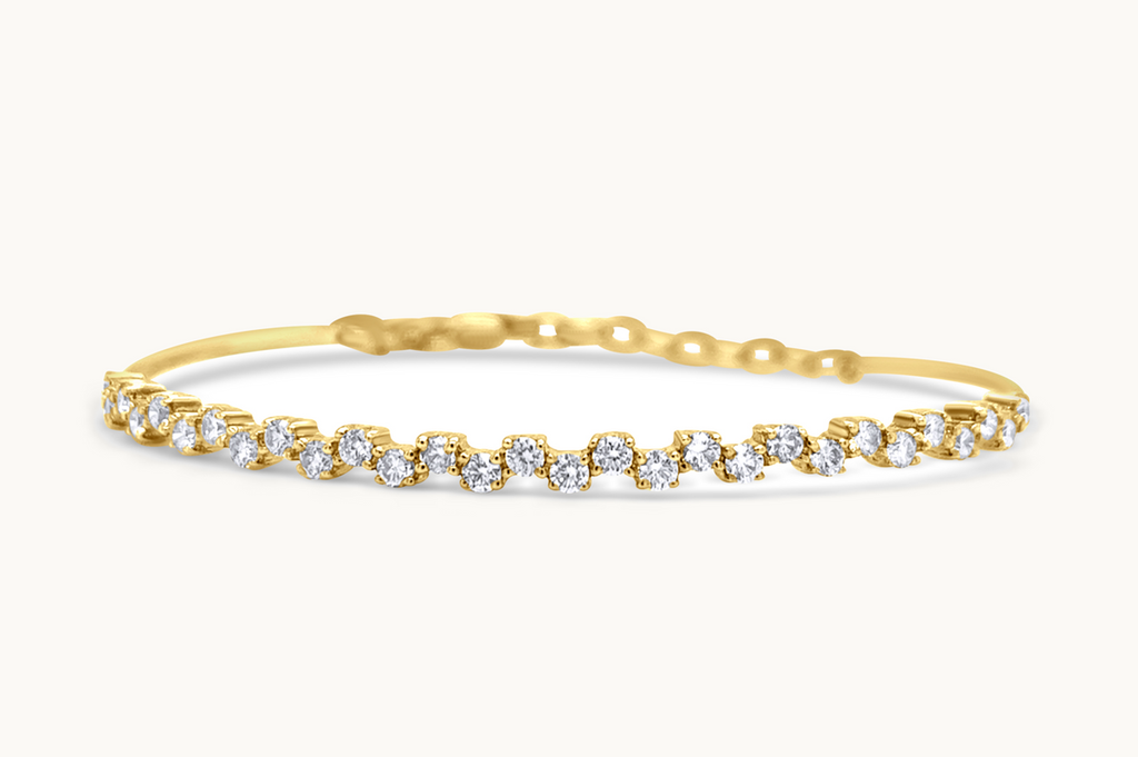 Bracelet 18kt Yellow Gold & Zig Zag Diamonds Bangle