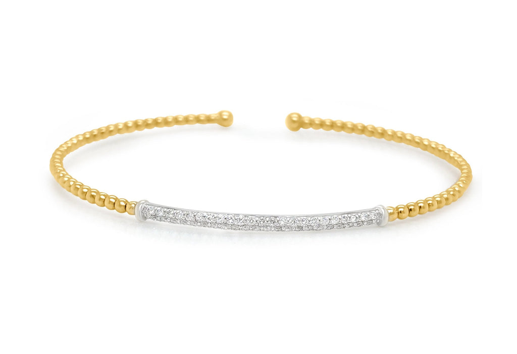 Bracelet 18kt Yellow-White Gold & Diamonds Open Cuff