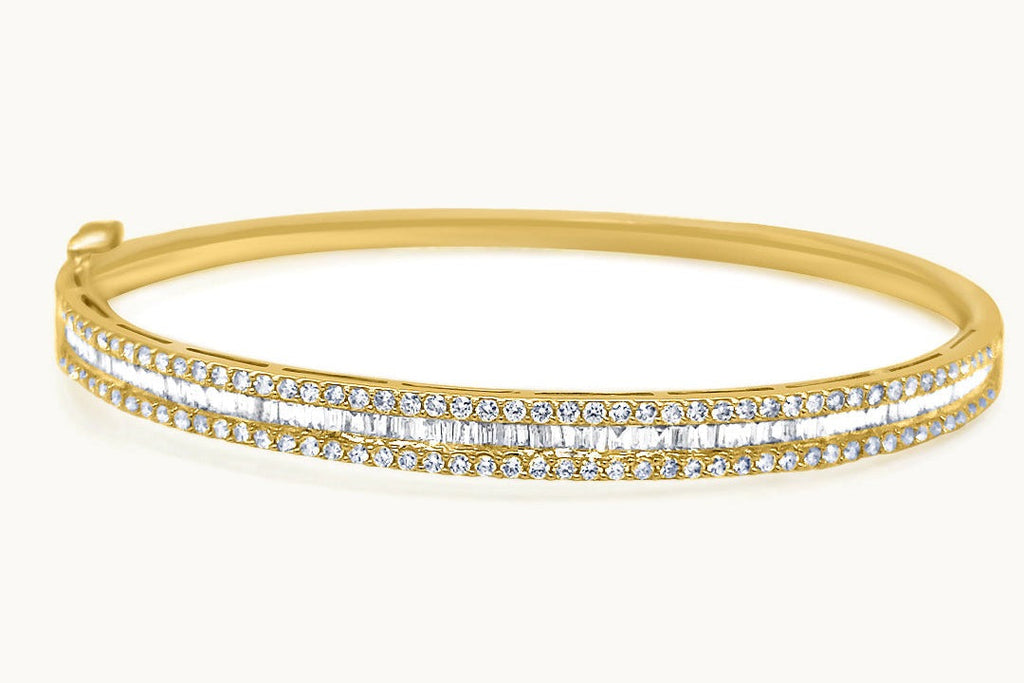 Bracelet 18kt Gold Baguette & Round Diamonds Bangle