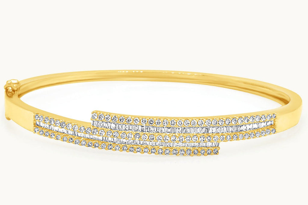 Bracelet 18kt Gold Baguette & Round Diamonds Bangle