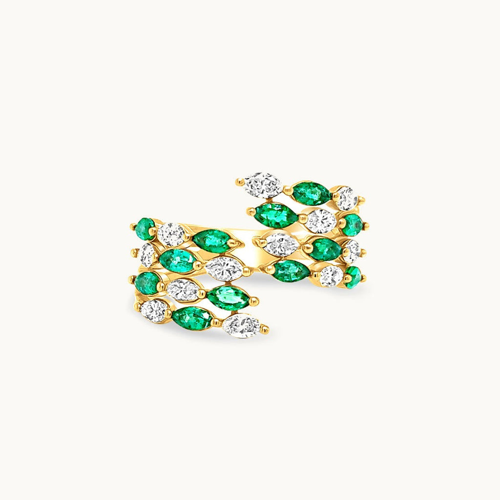 Ring 18kt Yellow Gold Emeralds & Diamonds