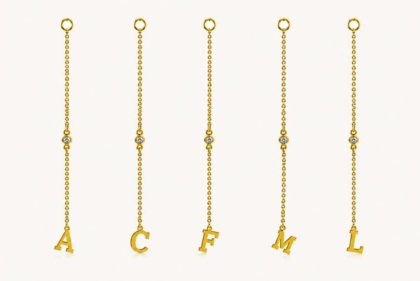 Earring Enhancer 14kt Yellow Gold Letter and Diamond