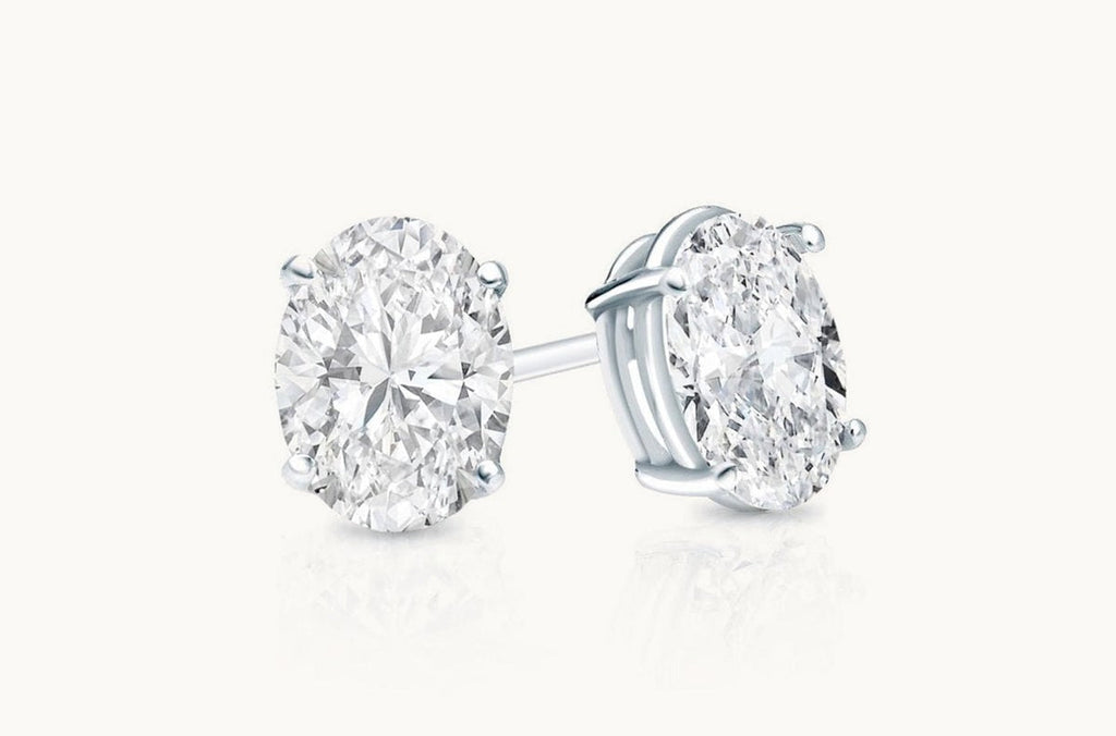 Earrings 0.40cts Oval Diamonds 18kt Gold Studs