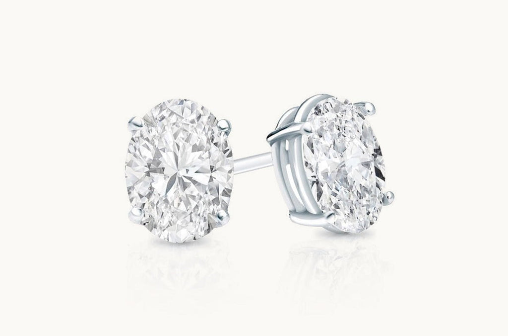 Earrings 0.48cts Oval Diamonds 18kt Gold Studs Early Winter Collection