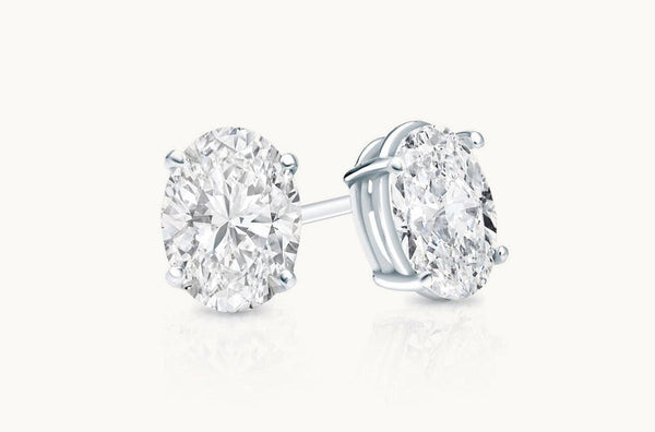 Earrings 0.48cts Oval Diamonds 18kt Gold Studs Early Winter Collection