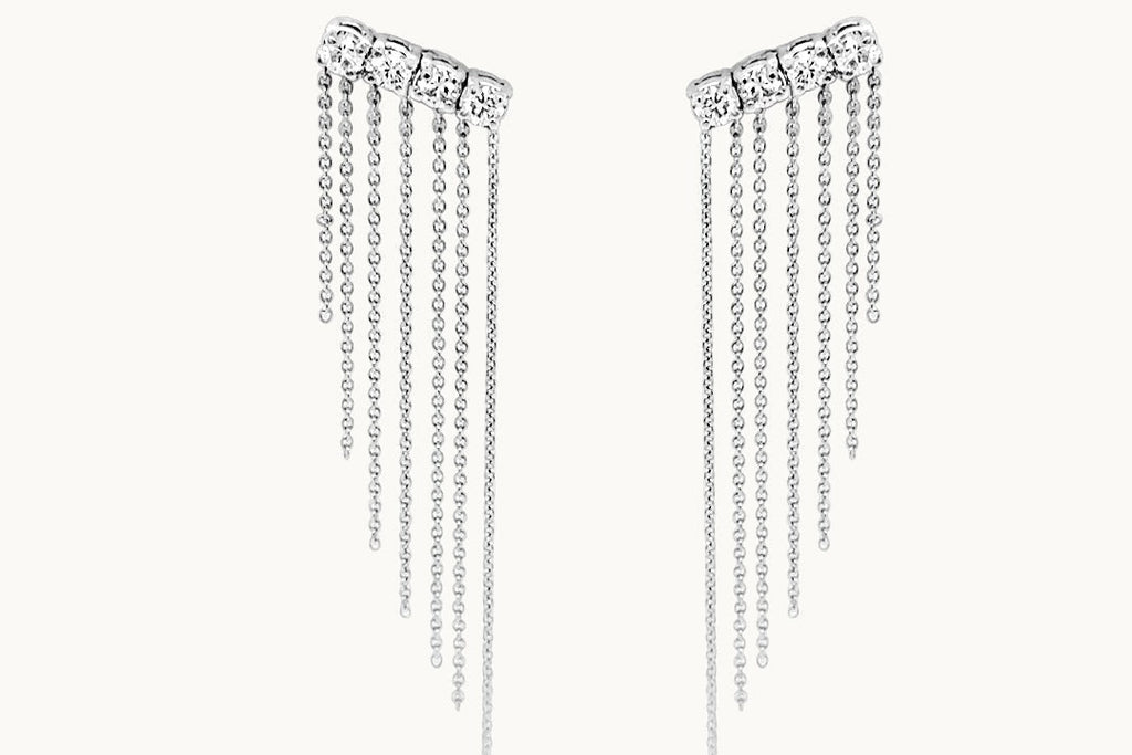 Earrings 14kt Gold Diamonds and rain of Chains