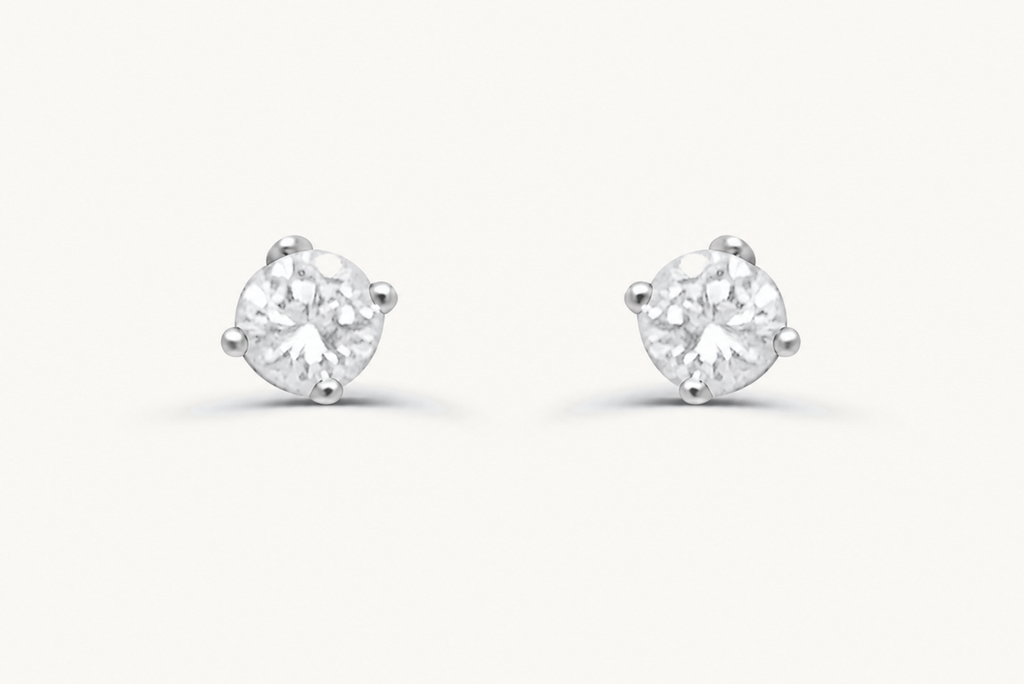 Earrings 18kt Gold Diamonds Round Studs 0.26 cts