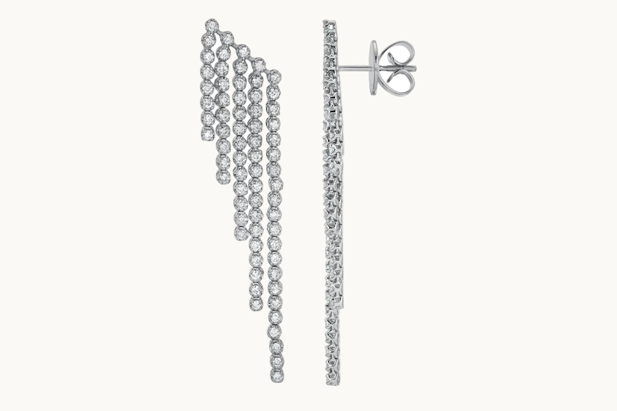 Earrings 14kt Gold Inline Graduated Diamonds Drop