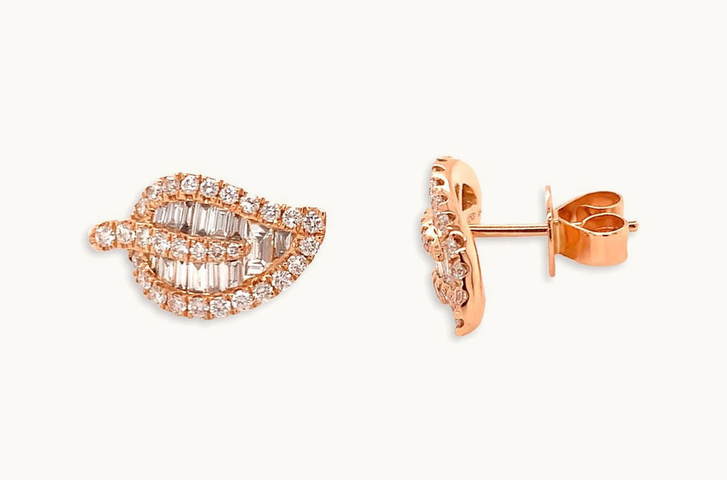 Earrings 18kt Gold Leaf & Diamonds Studs