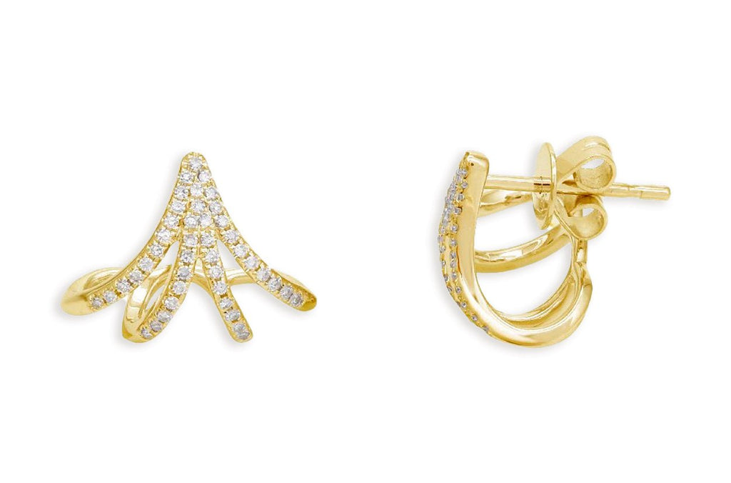Earrings 14kt Gold Lobe Stud Claw & Diamonds