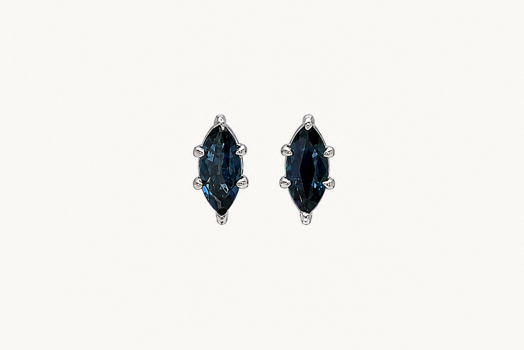 Earrings 14kt Gold Marquise Sapphire Studs