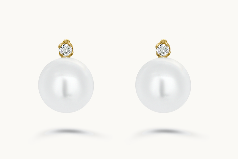 Earrings 14kt Gold Pearls & Diamonds