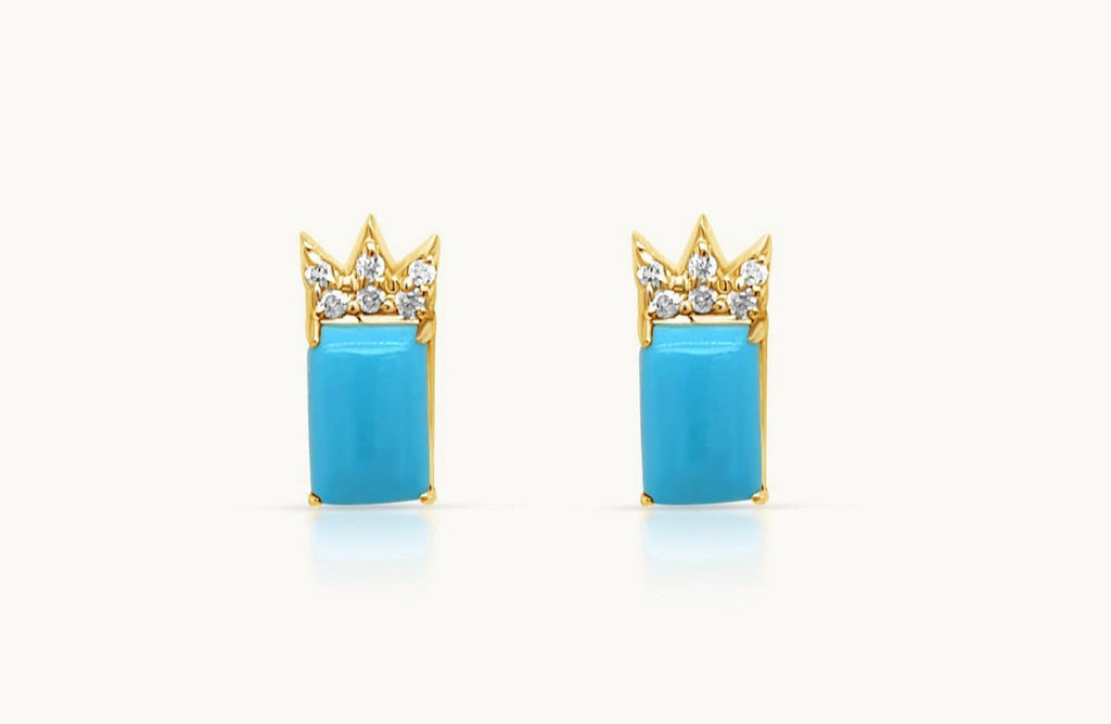 Earrings 14kt Gold Turquoise & Diamonds