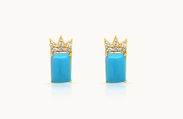 Earrings 14kt Gold Turquoise & Diamonds