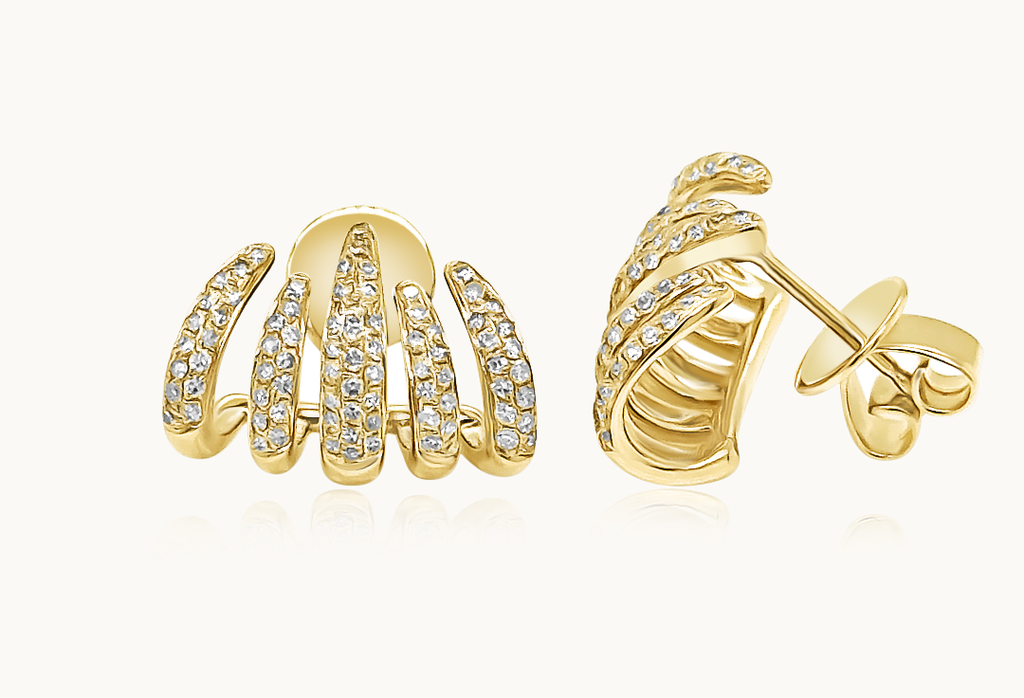 Earrings 14kt Yellow Gold Lobe Stud Claw & Diamonds