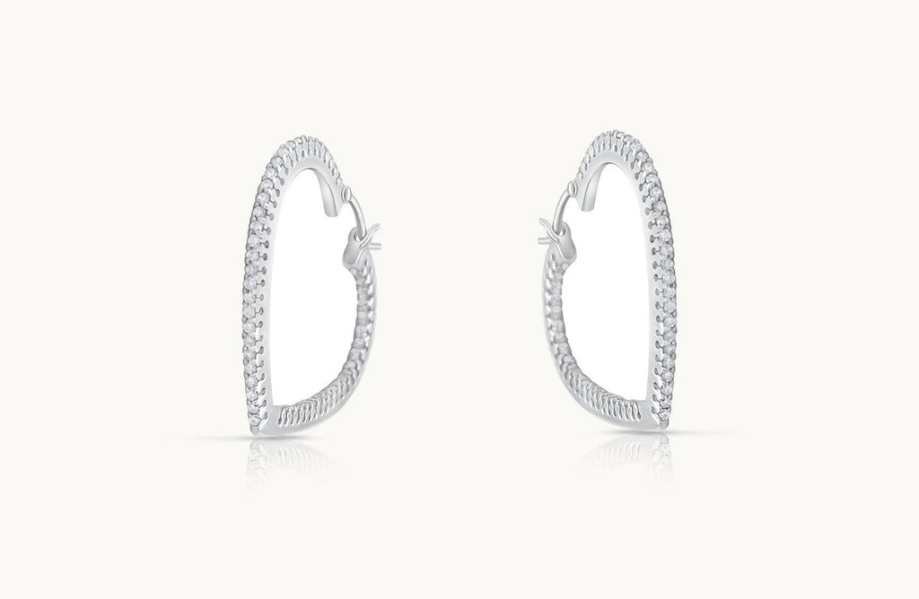Earrings 18kt Gold Heart Shape & Diamonds Hoops