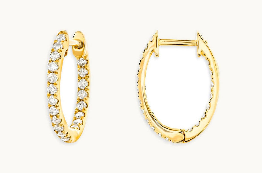 Earrings 18kt Gold Hoops & Inside Out Diamonds