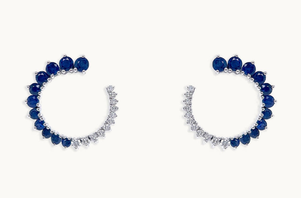 Earrings 18kt Gold Open Circle Gems & Diamonds Studs