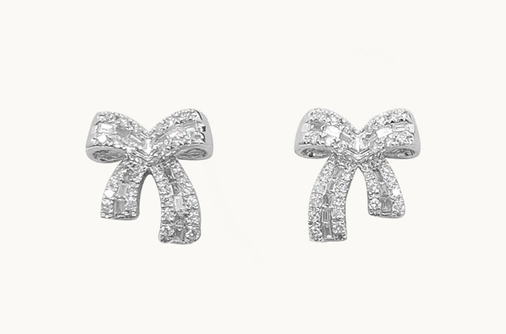 Earrings 18kt Gold Bows with Diamonds