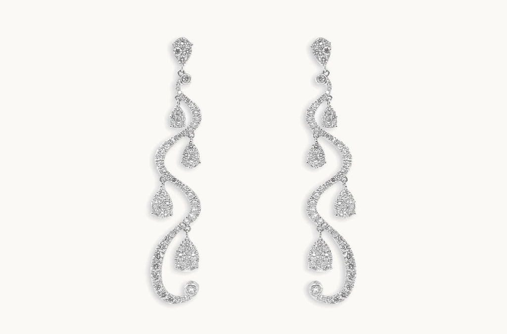 Earrings 18kt Gold Statement Chandelier with Diamonds